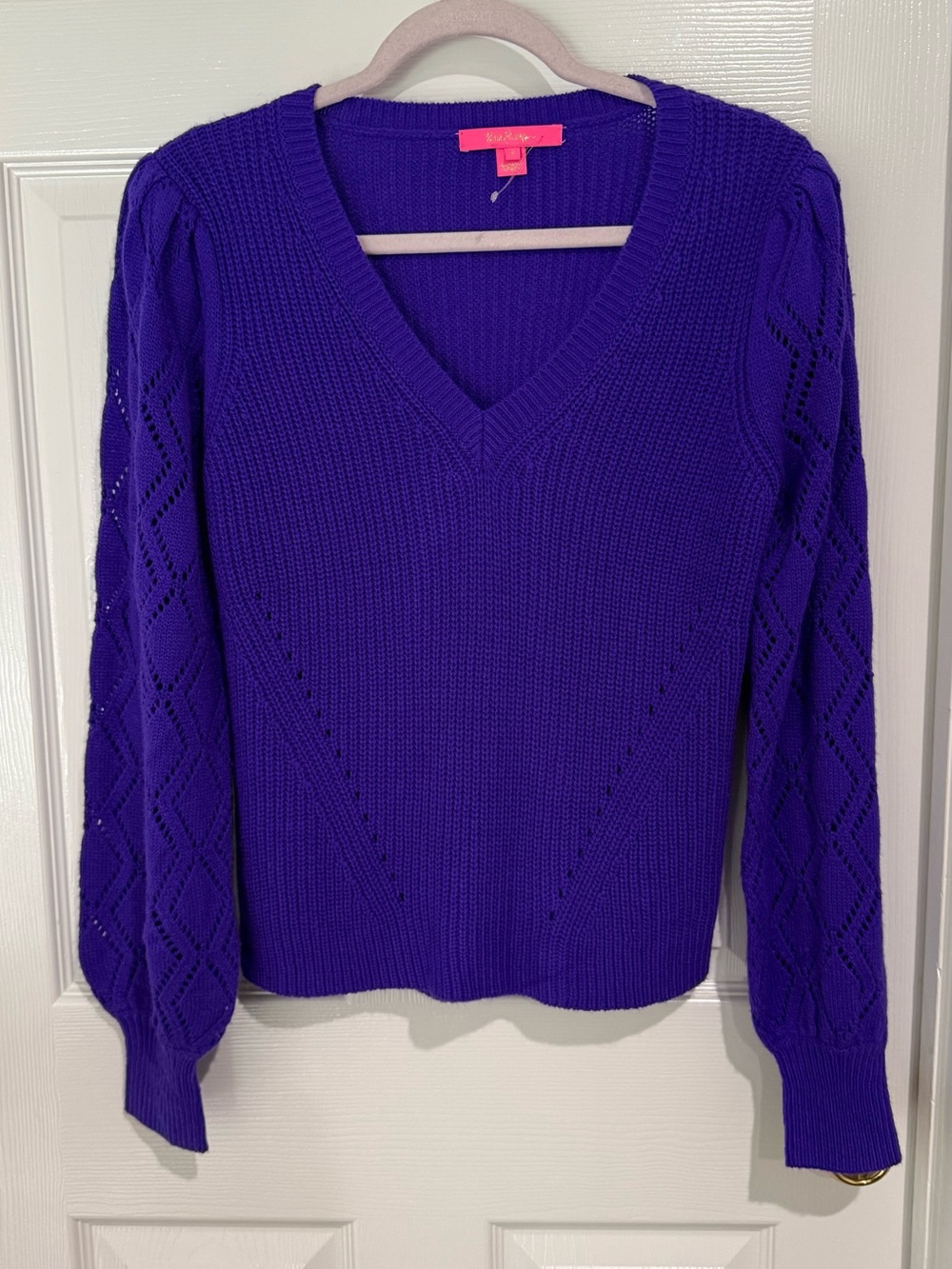 Lilly Pulitzer Electric Purple V-Neck Pullover Sweater